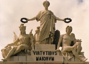 Virtue crowns Athena and Apollo